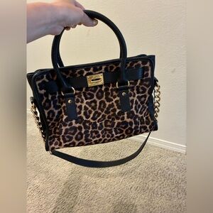 Michael Kors Calf Hair and Leather Leopard Tote Bag Mob Wife Animal Print Bag